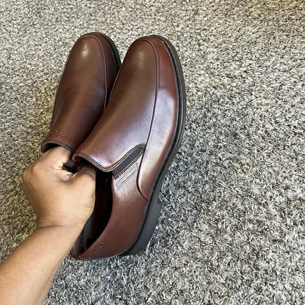Clarks Active Air Vent Brown Leather Loafers Shoes Mens 9.5 M Slip On Comfort - Picture 3 of 10